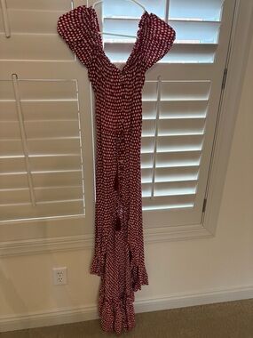 Tiare Hawaii Red Polka Dot High-Low Maxi Dress